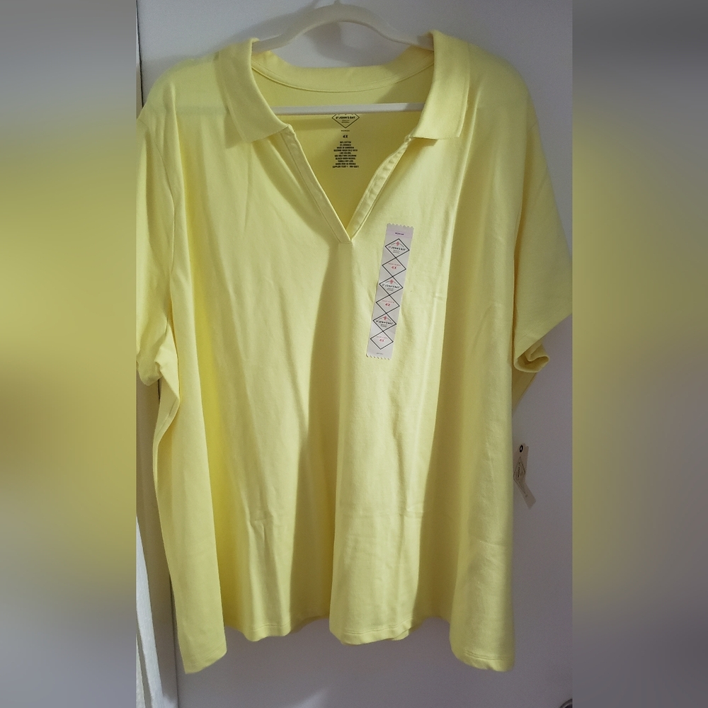 NWT ST. JOHNS BAY Yellow "Polo" Shirt TOP Size 4X